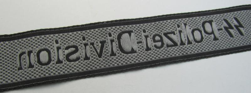 Superb, Waffen-SS 1943/44-pattern cuff-title (ie. 'Ärmelstreifen') as was intended for a member serving within the  the: '4. SS-Polizei-Panzergrenadier-Division' (ie. 'SS-Polizei-Division')