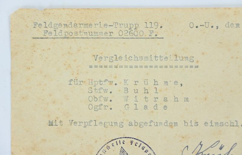 German WH Feldgendarmerie Message 1944