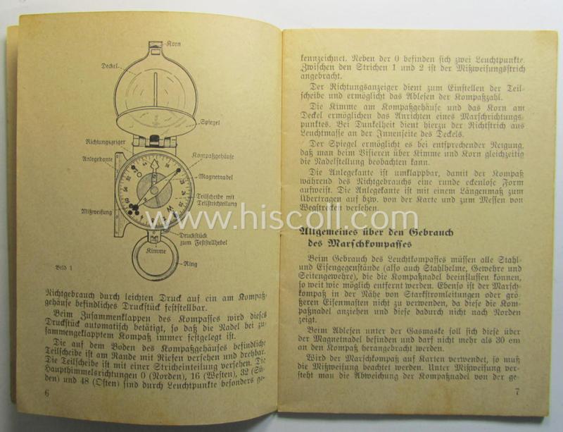 Smaller-sized - and scarcely seen! - period WH instruction-booklet entitled: 'Der Marschkompass und sein Gebrauch' (or: instruction- ie. training-manual for the WH compass) as was published by the: 'Heinz Denckler Verlag' as based in Berlin