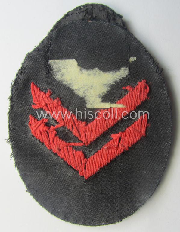 Never before seen - and most certainy scarcely encountered! - specific Marine-HJ (ie. 'Marine-Hitlerjugend') arm-patch comprising of a period-assembled: 'HJ-Seesport-Abzeichen B' and a: 'Sportprüfung-Ärmelabzeichen'