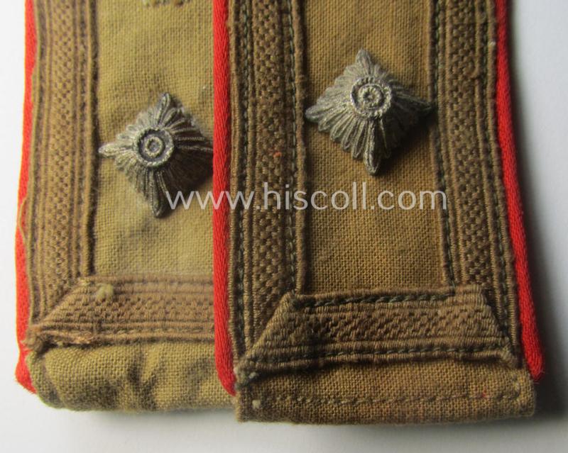 Pair of WH (Luftwaffe) 'tropical-styled', NCO-type shoulderstraps (as was specifically intended for usage onto the tropical-shirts ie. tunics) as was intended for a: 'Feldwebel. o. Wachtmeister der Flak-Art.-Trpn.'