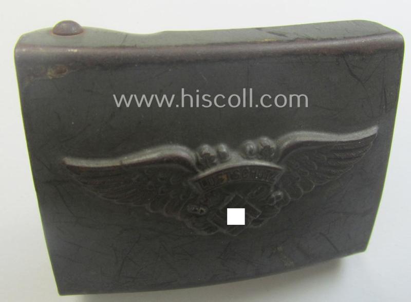 RLB (ie. 'Reichsluftschutz-Bund'), steel-based EM- (ie. NCO-) type belt-buckle (of the third- and final pattern) being a maker- (ie. 'GB'-) marked example that comes in a moderately used- ie. worn, condition