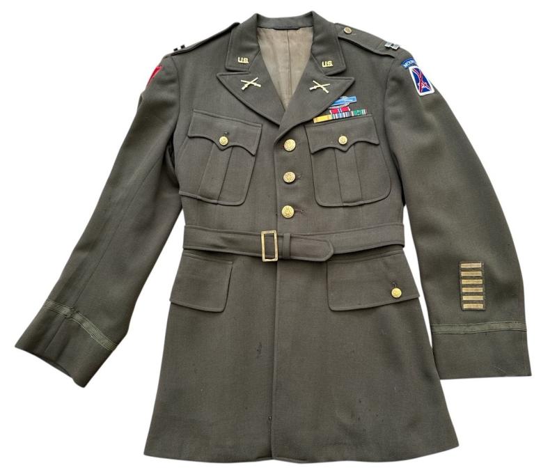 US WWII Class A Tunic Mountain Division Officer and Side Cap