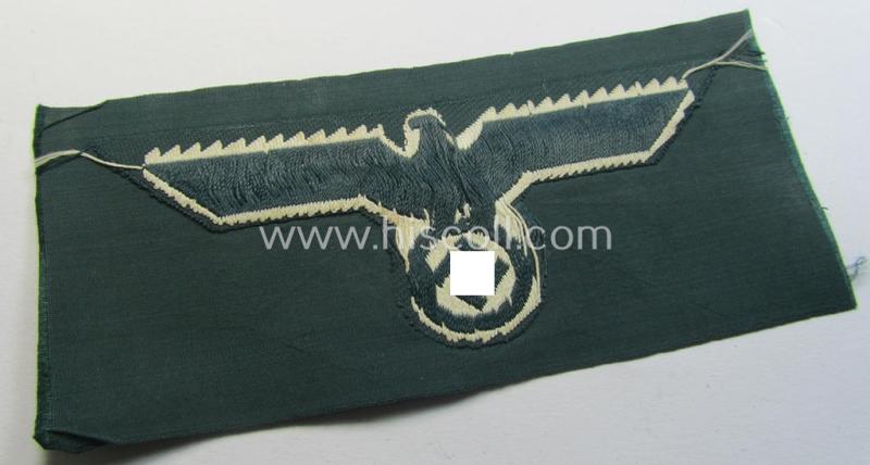 'Virtually mint ie. unissued' example of a WH (Heeres) early- (ie. pre-war-) period- and/or white-coloured breast-eagle of the: 'M36'- (ie. 'M40'-) pattern as was executed in the 'BeVo'-weave pattern on a darker-green-coloured background