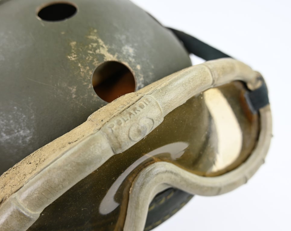 US WW2 Tanker Helmet by Wilson Athletic Goods with Polaroid Goggles