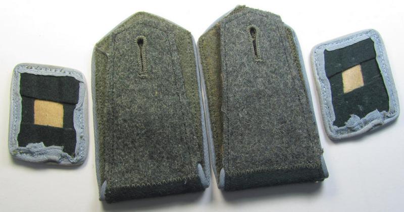 Superb, 4-pieced insignia-grouping comprising of a (matching!) pair of EM- (ie. NCO-) type 'Ostvölker'-related shoulderstraps and dito collar-tabs as was intended for usage by a: 'Turkistanischer'-volunteer