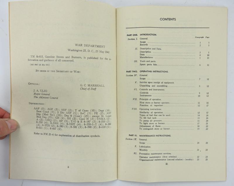 US WW2 TM 8-615 and Coleman Burner Manual