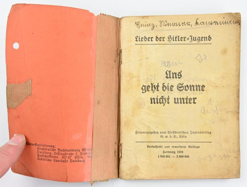 German HJ Songbook 'Uns geht die Sonne nicht unter'
