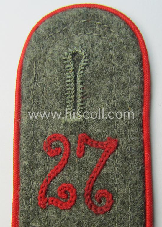 Very unusual - and regrettably single! - later-war-period (ie. so-called: 'M44'-pattern) typically 'simplified' (and neatly 'cyphered'!) WH (Heeres) EM-type shoulderstrap as was intended for a: 'Soldat des Artillerie-Regiments 27'