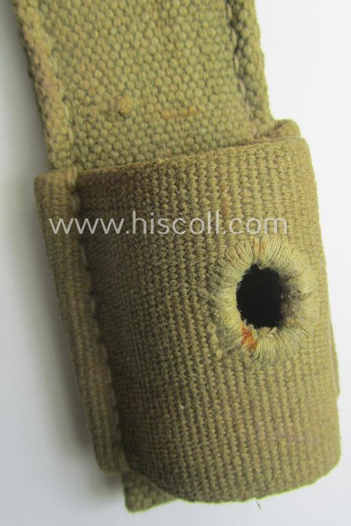 Greenish-yellow-coloured, 'standard-pattern' (and I deem fairly early-war-period-) tropical-issue WH (Heeres o. Luftwaffe), so-called: K98 bayonet-frog (ie. 'Tragetasche o. Koppelschuh')