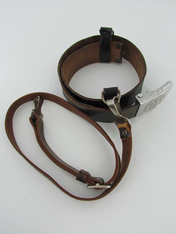 Hitler Youth Belt With Aluminum Buckle and Shoulder Strap RZM M4/30