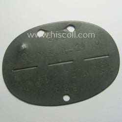 Zinc-based, WH (Heeres) ie. 'Nachrichten'-related ID-disc (ie. 'Erkennungsmarke')...