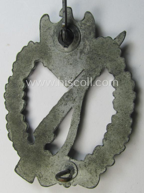 Attractive - and scarcely encountered! - WH (Heeres- ie. Waffen-SS) 'Infanterie-Sturmabzeichen in Silber' (or: silver-class IAB) being a non-maker-marked example by the: 'Josef Bergs & Co.'-company and that comes as issued