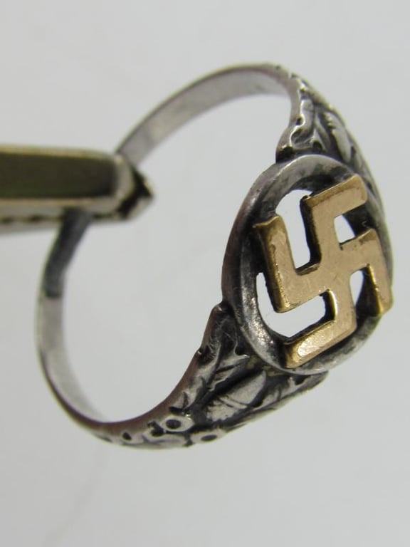 NSDAP Swastika Ring Silver Nazi Party Member