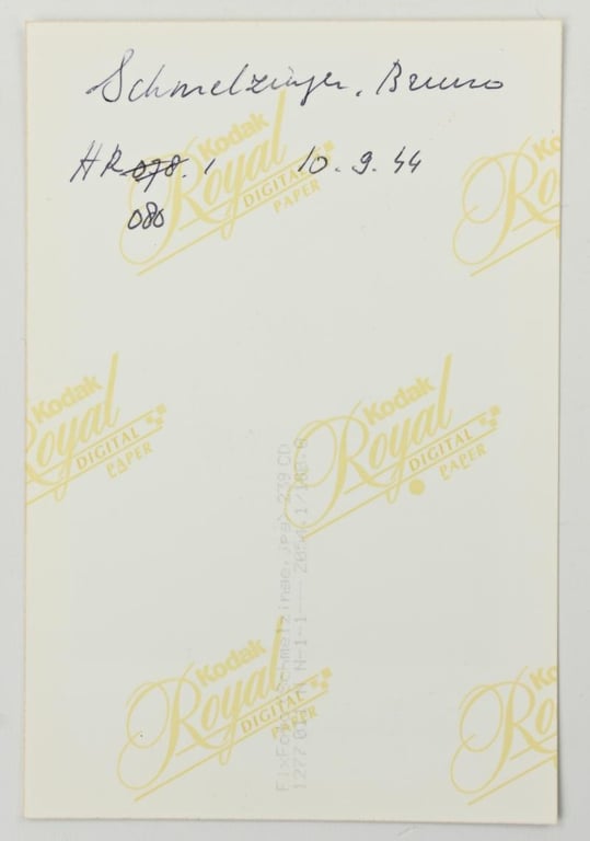 Signature of Wehrmacht Heer KC Recipient 'Bruno Schmelzinger'