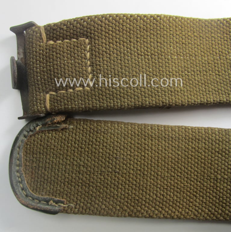 Superb, hardly used and/or early-war-period, WH (Heeres ie. LW etc.) 'tropical-issued'- and entirely 'web-based' belt (ie. 'Koppelriemen') being a maker-marked, '1942'-dated and/or 110 cms.-sized example