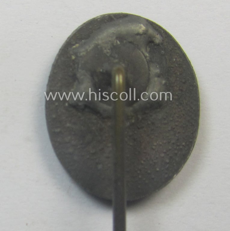 Neat - and 17 mm. sized! - miniature lapel-pin (ie. 'Halbminiatur') depicting a: 'Verwundeten-Abzeichen in Silber' (or: silver-class wound-badge) being a non-maker-marked example