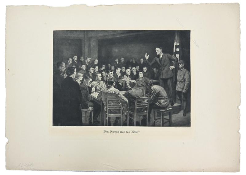 German Third Reich Litho of Adolf Hitler 'Am Anfang war das Wort'