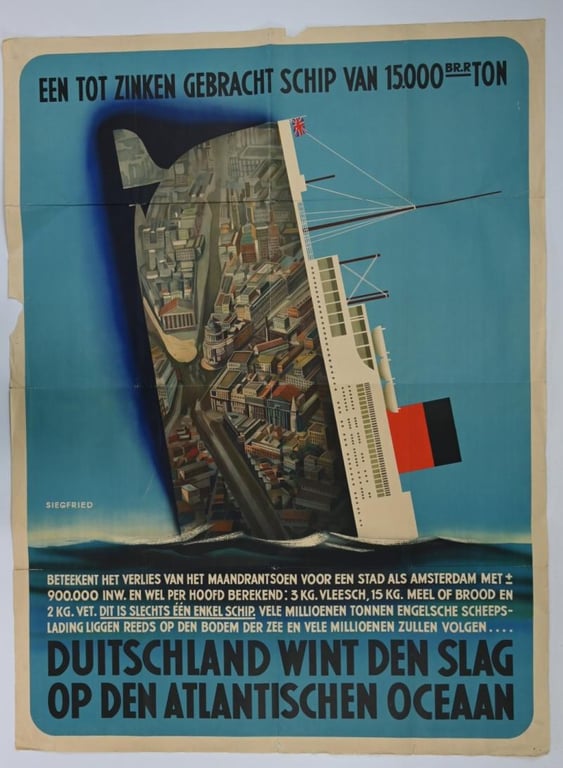 Dutch NSB Poster 'Duitschland wint den slag op den Atlantischen Oceaan'