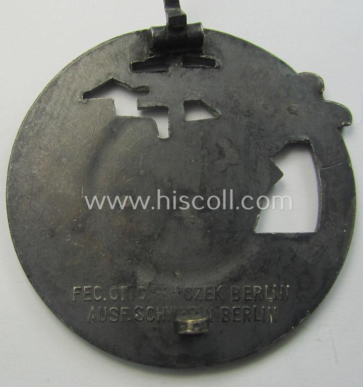 WH (Kriegsmarine) 'Blockadebrecher-Kriegsabzeichen' being a clearly maker- (ie. 'Fec. Otto Placzek Berlin - Ausf. Schwerin - Berlin'-) marked example as executed in silver-toned metal (ie. 'Buntmetall')