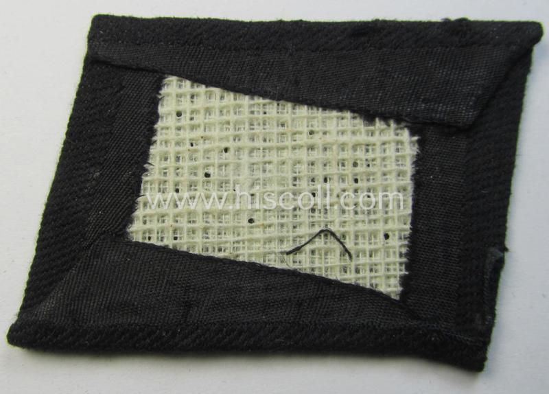 Superb - and clearly used! - Waffen-SS - so-called: 'BeVo'-woven, enlisted-mens'- (ie. NCO-) type so-called: 'runes'-collar-tab as was intended for usage by the soldiers (ie. NCOs) of the Waffen-SS throughout the war