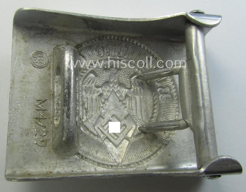 HJ (ie. 'Hitlerjugend') aluminium-based belt-buckle being a neatly maker (ie. 'RzM M4/27'-) marked specimen