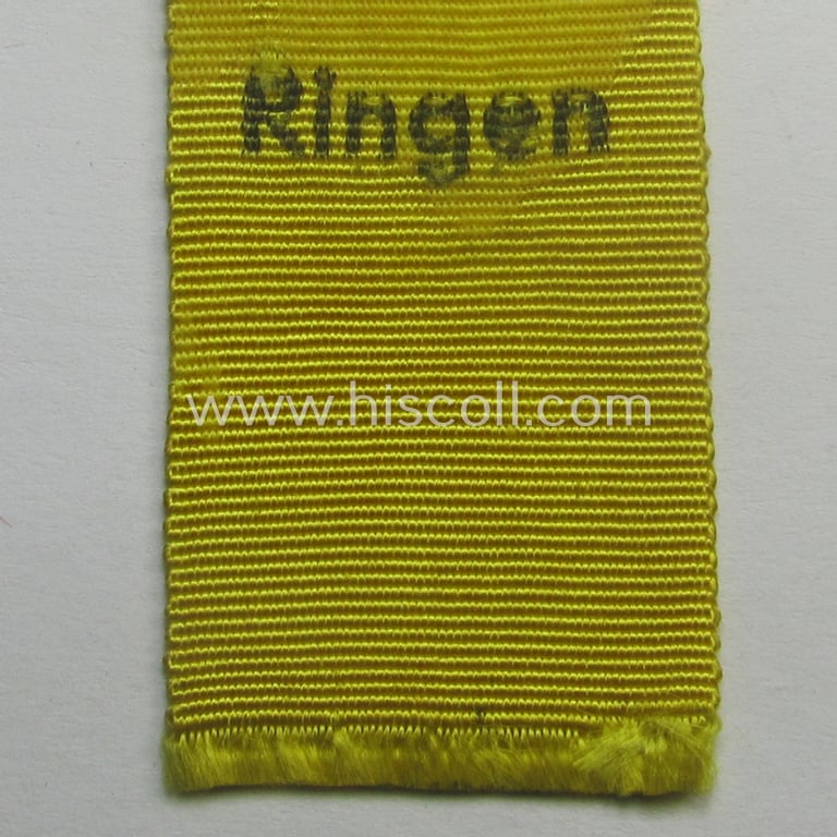 Stunning - and actually never before seen! - 'Richter-Abzeichen' being a maker- (ie. 'L.Chr. Laurer'-) marked example that is showing the Olympic-rings above an illustration of the: 'Reichstag' coupled with a yellow ribbon showing the text: 'Ringen'