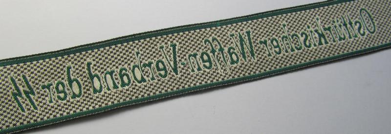 Superb, Waffen-SS 1943/44-pattern- and neatly 'BeVo'-woven cuff-title (ie. 'Ärmelstreifen') that is entitled: 'Osttürkischer Waffen-Verband der SS' and that comes in a 'virtually mint ie. unissued', condition