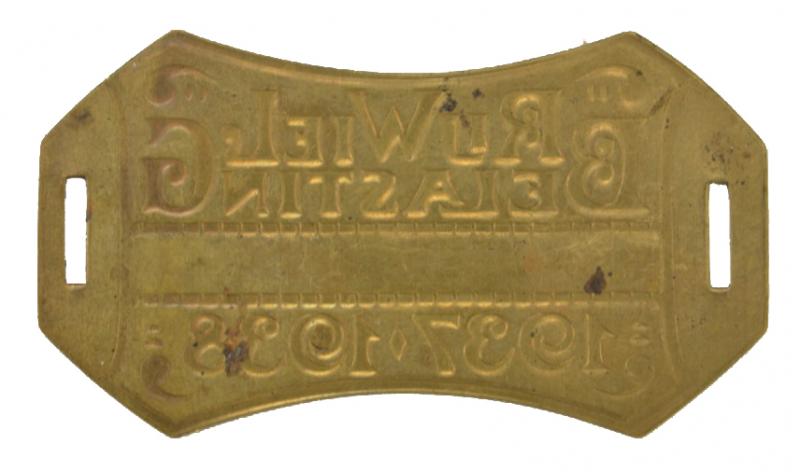 Dutch Bicycle Tax Plate 1937-1938