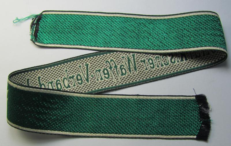 Superb, Waffen-SS 1943/44-pattern- and neatly 'BeVo'-woven cuff-title (ie. 'Ärmelstreifen') that is entitled: 'Osttürkischer Waffen-Verband der SS' and that comes in a 'virtually mint ie. unissued', condition