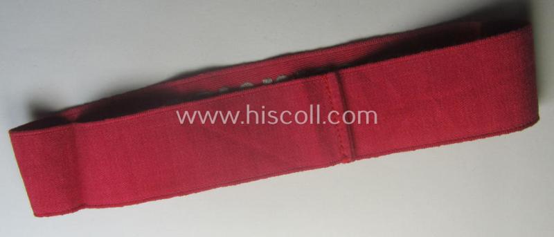 Never before seen - and unidentified! - bright-pink-toned and neatly 'BeVo'-woven, TR-period cuff-title (ie. 'Ärmelstreifen') depicting the greyish-silver-toned text: 'Techn. Dienst'