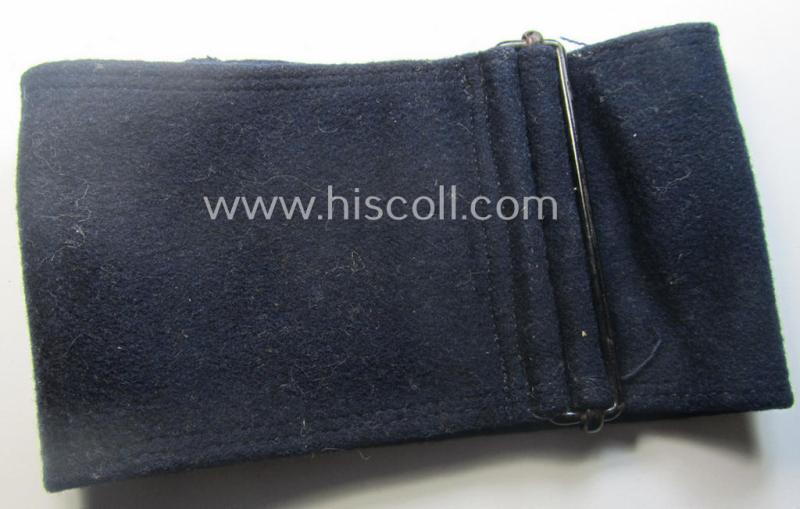 Darker-blue-coloured- and/or woolen-based so-called: 'Reichspost'-related armband (ie. 'Armbinde') being of the 'woven'-type and that comes in a moderately used- ie. worn, condition