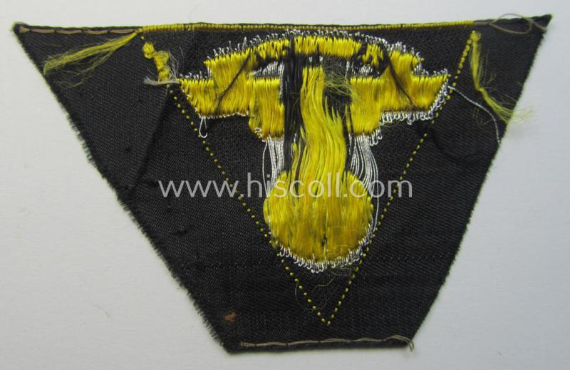 Attractive, so-called: N.S.K.K. (ie. 'National Socialistisches Kraftfahr Korps') side-cap-eagle (ie. 'Adler für N.S.K.K.-Schiffchen o. Lagermütze') being a 'flat-wire-woven'-example onto a bright-yellow-coloured background