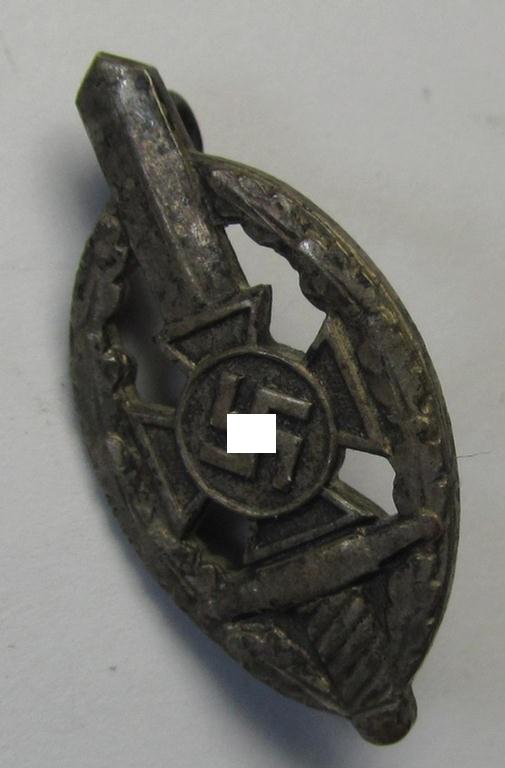 Membership-lapel-pin as was intended to signify membership within the: 'Nationalsozialistischer Kriegsopferversorsung' (ie. 'N.S.K.O.V.') being a maker- (ie. 'Deschler'-) marked example that also shows a: 'Ges.Gesch.'-patent-pending-designati...