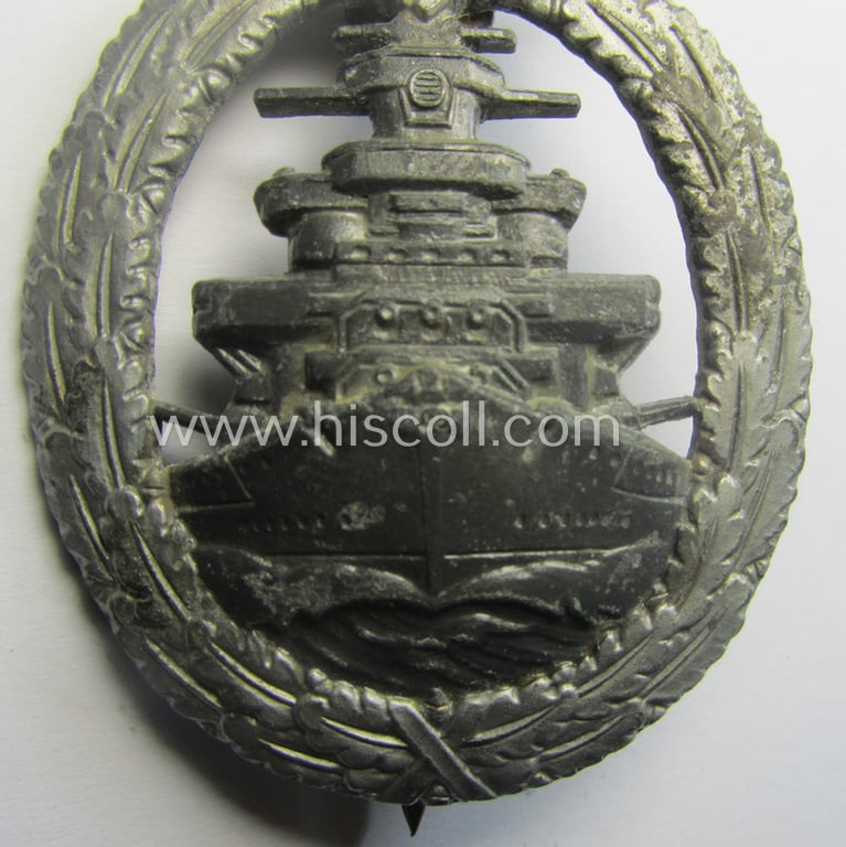 WH (Kriegsmarine) so-called: 'Flottenkriegsabzeichen' (or: high-sea fleet badge) being a maker- (ie. 'RS'-) marked example as was produced by the: 'Rudolf Souval'-company