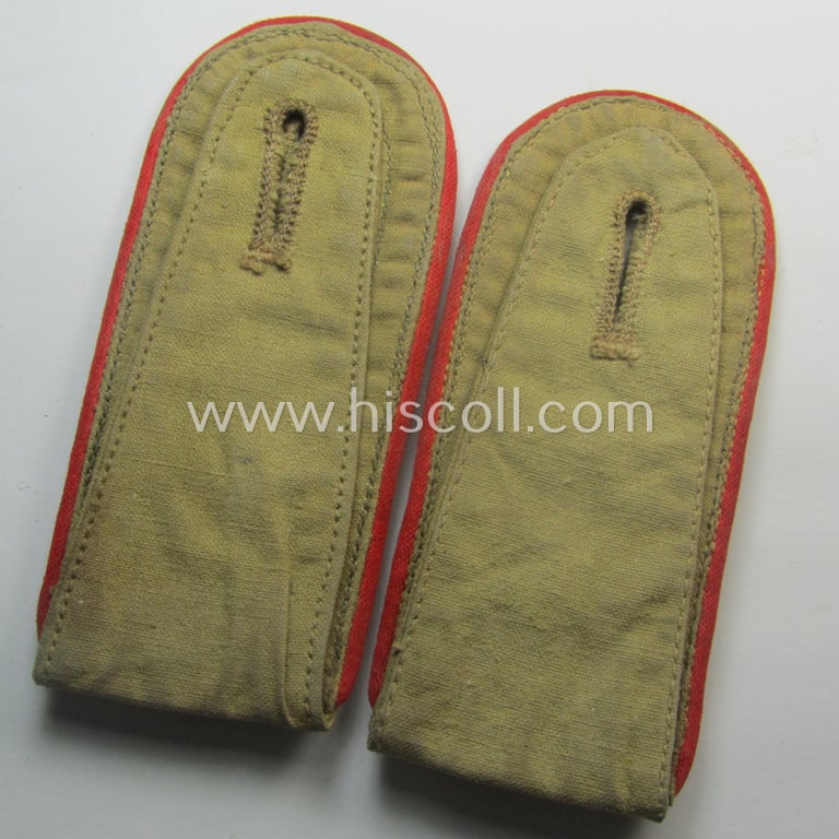 Pair of WH (Luftwaffe) 'tropical-styled', NCO-type shoulderstraps (as was specifically intended for usage onto the tropical-shirts ie. tunics) as was intended for a: 'Feldwebel. o. Wachtmeister der Flak-Art.-Trpn.'
