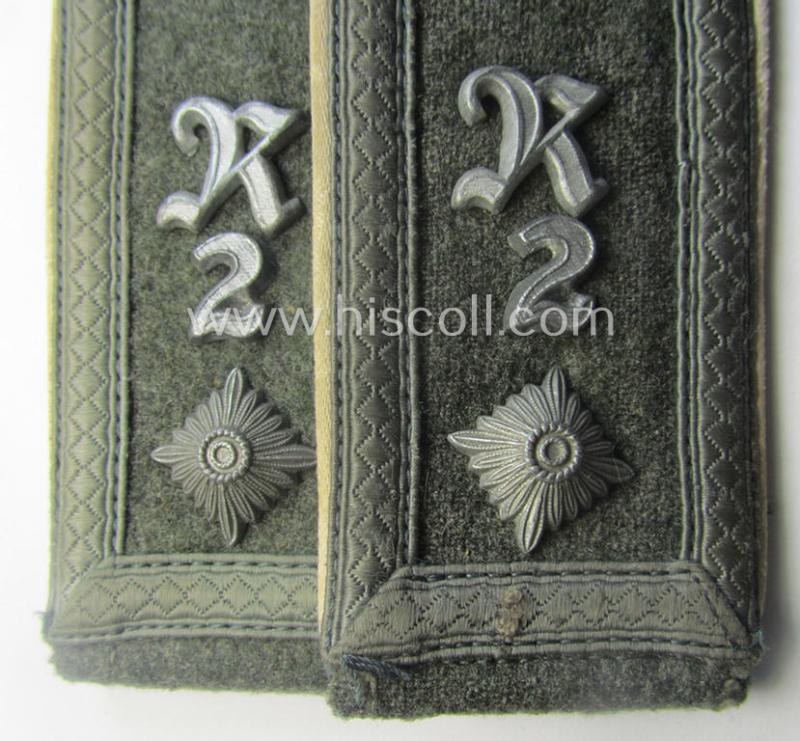 Pair of early- (ie. mid-) war-period WH (Heeres) 'M40'- (ie. 'M43'-) pattern, neatly 'cyphered' NCO-type shoulderstraps as was intended for a: 'Feldwebel u. Mitglied des Radfahrer-Schwadrons 2'