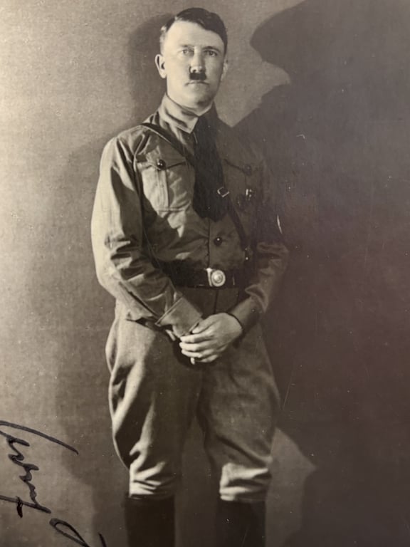 Extremely Rare Early 1920s Authentic Adolf Hitler Hand Signed Ink Signature on a Hoffmann Postcard.