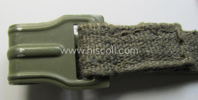Neat - and not that easily encountered! - replacement carrying-strap (ie. 'Tragelasche für Gasmaskenbuchse') as was specifically intended for usage on the German WWII-period gas-mask-cannisters being a non-maker-marked example