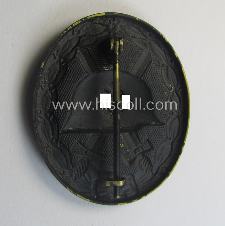 Minimally used- and/or hardly worn black-class wound-badge (or: 'Verwundeten-Abzeichen in Schwarz') being a typical non-maker-marked (and non-magnetic!) example