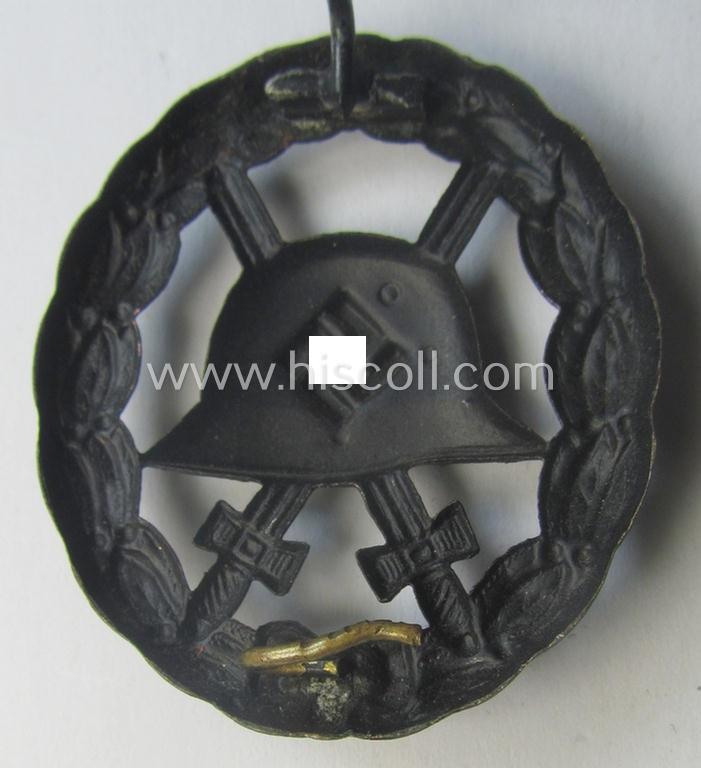 Early-pattern black-class wound-badge (ie.: 'Verwundeten Abzeichen in Schwarz') being a detailed so-called: 'Spanish Civil-War'-version of the (scarcely encountered!) 'Durchbrochener'-pattern