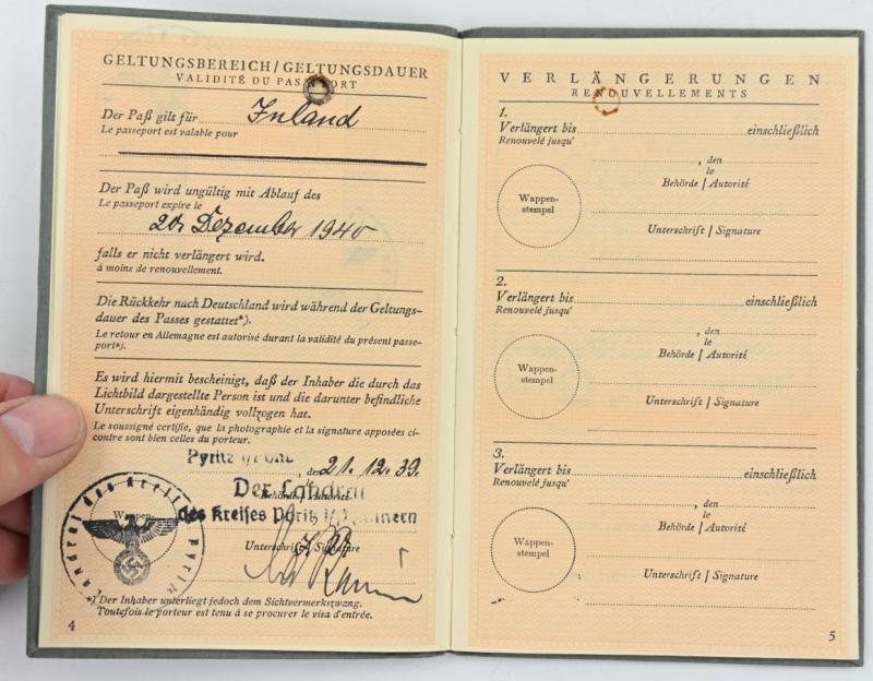 German Third Reich Foreigners Passport