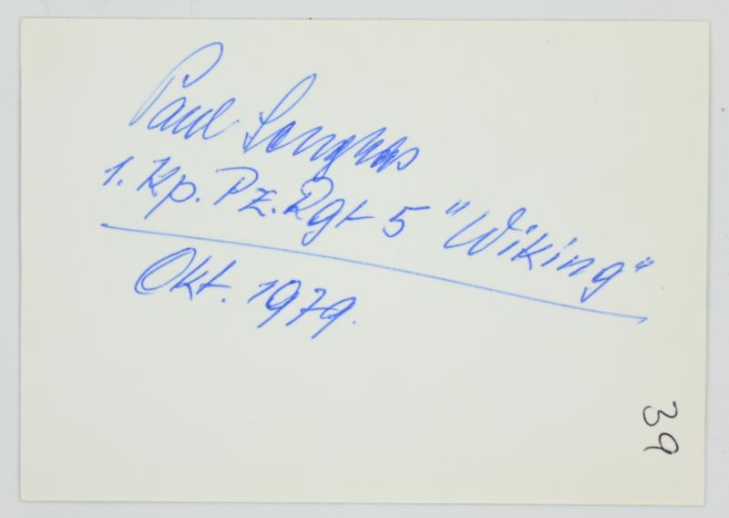 Signature of Waffen-SS KC Recipient 'Paul Senghas'