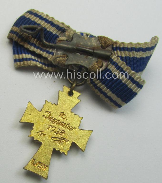 Miniature of an: 'Ehrenkreuz der deutschen Mutter - erste Stufe' (or: golden-class mothers'-cross) being a maker- (ie. 'L/57'-) marked example