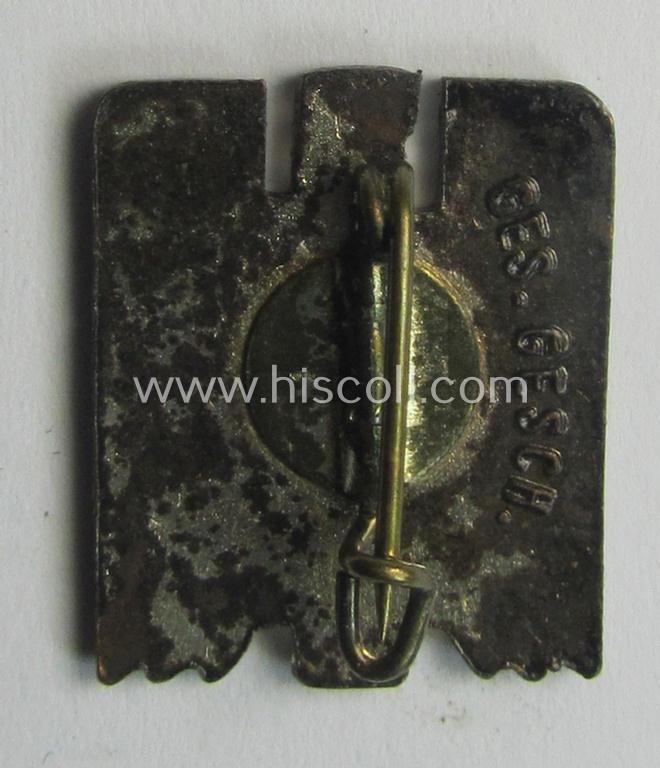 Multi-coloured- and/or neatly enamelled! - DRK (ie. 'Deutsches Rotes Kreuz') civil-attire badge (ie. 'Zivilabzeichen des D.R.K.') being a very detailed example that is void of a makers'-mark but that shows a: 'Ges.Gesch.'-patent-designation