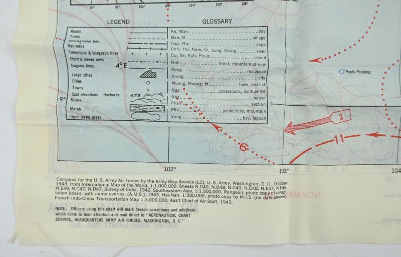 USAAF WW2 Escape Map 'French Indo China'