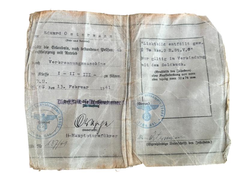 German WWII SS Führerschein (Dass Reich)