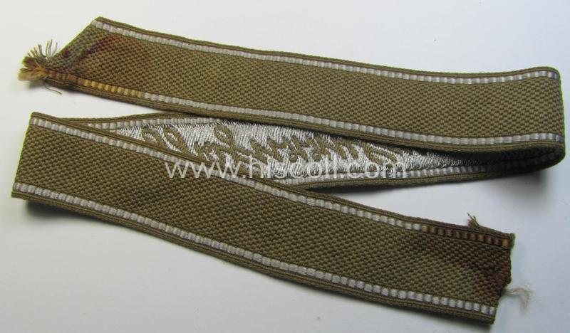 Superb, WH (Heeres) neatly 'BeVo'-flat-wire-woven 'FHH-Ärmelstreifen' (ie. cuff-title) as was intended for an officer- (ie. NCO) who served within the: '60. Pz-Gren.-Div.' “Feldherrnhalle”