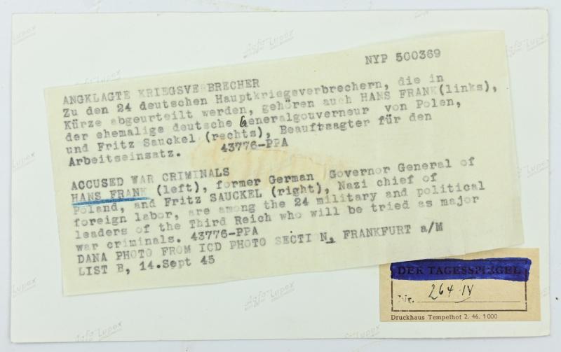 Allied Press 'Mug-Shot' Picture of Nuremberg Trail Members