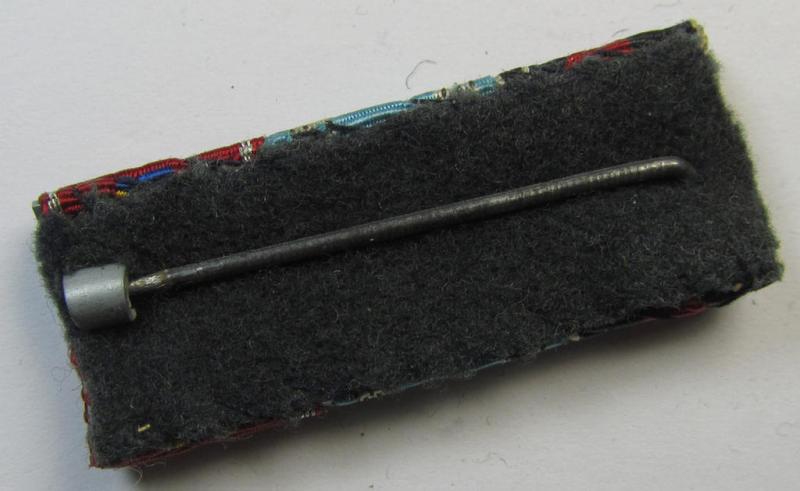 Unusually seen, 3-pieced, WH (Heeres, LW etc.) ribbon-bar (ie. 'Band- o. Feldspange') showing resp. the ribbons for a: Czech 'Anschluss'-medal, a: Bulgarian medal: 'Za Chabrost' and a: Romanian medal 'Kreuzzug gegen den Kommunismus'
